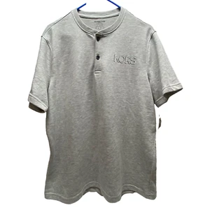 Michael Kors Men's Henley T-Shirt Large Grey Heather Athletic Short Sleeve READ - Picture 1 of 10