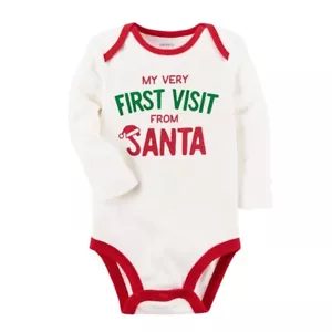 Carters Navidad One Piece Mi Primera Visita de Santa Camisa 9 Meses Body - Imagen 1 de 8