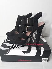 9M Black Strappy High Heels By Pink And Pepper 
