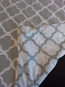 Pottery Barn Teen Lucky Clover Doppel Bettbezug Grau Weiß Knöpfe Geometrisch - Bild 1 von 14