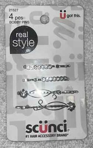 Scunci Real Style Rhinestone Elegant Bobby Pins, 4-Pieces 2157 - Picture 1 of 1