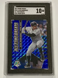 2021 Panini Mosaic Alex Rodriguez All-Time Greats SGC 10 Gem Mint Blue Prizm /99 - Picture 1 of 2