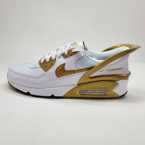 Nike Air Max 90 FlyEase Men's 10 White Gold Casual Lifestyle Sneakers Shoe NEW - Picture 1 of 12