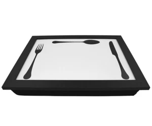 Knietablett P-947 mit Kissen Laptop Frühstück Knietisch Tablett Schwarz Besteck - Bild 1 von 3
