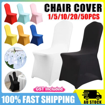 1-50x Chair Seat Covers Spandex Stretch Washable Banquet Dining Wedding Party - image 1 of 4