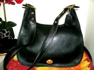 Coach Vintage Legacy 9718 Crescent Large Black Iconic Leather Shoulder Bag EUC! - Picture 1 of 15