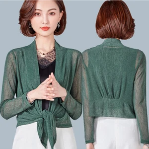Ladies Top Mesh Coat Bolero Shrug See-through Jacket Cardigan Open Front Holiday - Picture 1 of 19