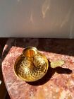 Vintage  Brass Candle Holdertray  Pineapple Handle 2 1/2” Tall
