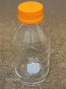 Botella de medios de almacenamiento de vidrio Pyrex 500 ml con tapa de rosca GL45 y anillo de goteo 1395 #31 ❉ - Imagen 1 de 22