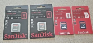 JOB LOT QTY 4 NEW SEALED ORIGINAL SanDisk 8 GB Class 4/6 - SDHC Card - Picture 1 of 9