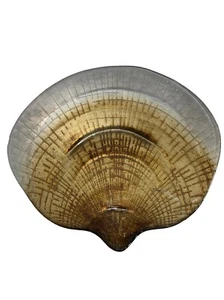Shell Shaped Glass Bowl Painted Gold Seashell Plate Dish Beach Sea Decor Serving - Picture 1 of 7