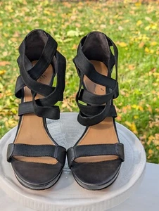 Mark & James x Badgley Mischka Black Stretch Straps Shoes Stiletto Heel 8.5 - Picture 1 of 15