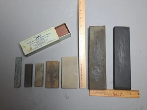 Whetstone Lot Of 8 Assorted Sizes Sharpening Stones Razor Hone Oil Stone Mix - Picture 1 of 23