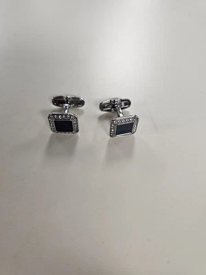 Swarovki Cufflinks 22 Clear Crystals W/ Black Center Nugget - Image 1 of 4