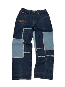 VTG Y2K Enyce Baggy Jeans Men's 34 x 31 Blue Patches Denim Loose Embroidered - Picture 1 of 15