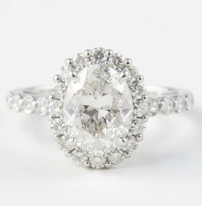 Wedding Ring IGI Lab Grown Diamond 950 Platinum 1.75 Ct Oval Cut Christmas Gift - Picture 1 of 8