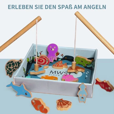 Holz Fische Angeln Spiel Holzspielzeug Motorik Spielzeug für Kinder ab 2 3 Jahre - Bild 1 von 4
