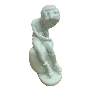 James Pauline Shone Brilliant white Spode Figure Bone China Boy Sitting on Rock - Picture 1 of 10