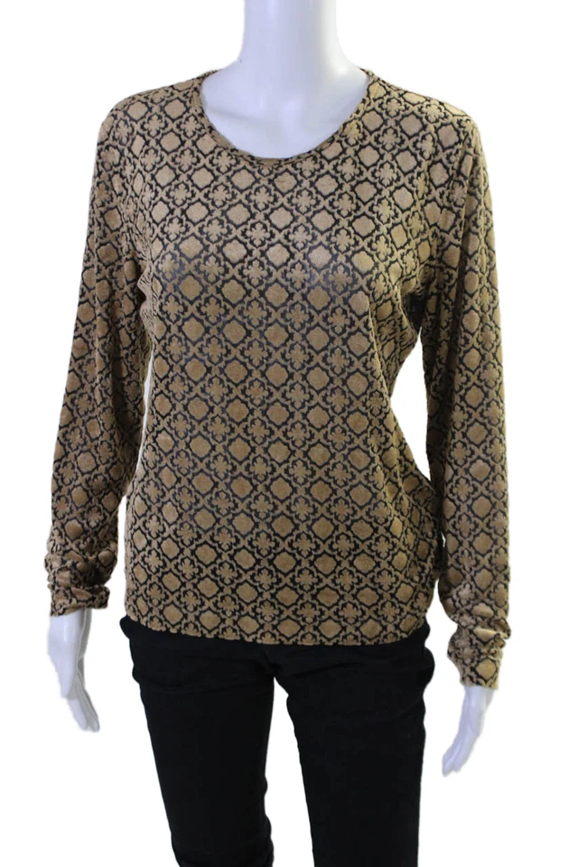 Philosophy di Alberta Ferretti Womens Long Sleeves Blouse Beige Black Size 12 - Image 1 of 4
