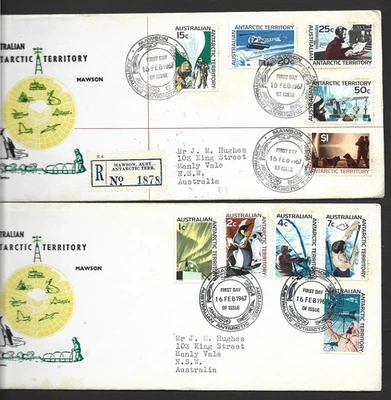 Australia Antarctic AAT 1966 Definitive set of 10 on 2 Royal FDC Mawson Base cds - Image 1 of 3