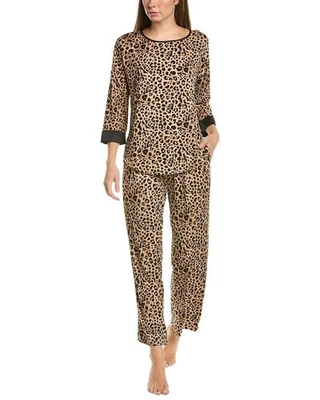 NUEVO CON ETIQUETAS NATORI Acogedor Pijama Tejido Melocotón Estampado Guepardo Borde Satinado Talla L Foto 1 de 2