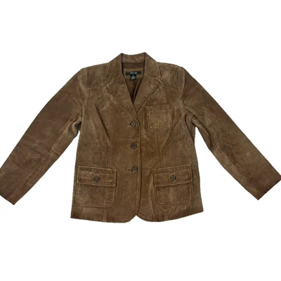 Chaqueta Style & Co Mujer Mediana Marrón Pequeña Gamuza Cuero Vaquera Occidental Rodeo Foto 1 de 4