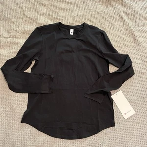 $58 Lululemon Love Long Sleeve In Black Size 4 NWT Pima Cotton - Picture 1 of 8