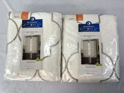 Set Of 2 Liz claiborne WESTFIELD EMBROIDERY GROMMET Black Out Panels - Image 1 of 4