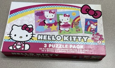 Hello Kitty 3 Jigsaw Puzzle Pack -- 50, 100, 100 PIECES 2014 New Sealed Sanrio - Image 1 of 4