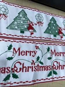 Nastro Buon Natale raso e punti 2 pezzi unici 39” vintage largo 4 1/8” - Foto 1 di 13