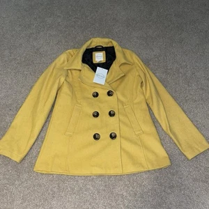 Vine & Valley Yellow Colored Button Up Peacoat Size Medium NWT 242 - Picture 1 of 3