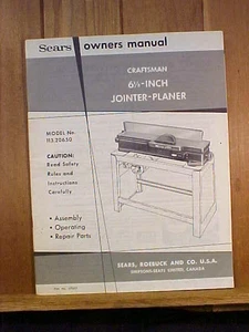1971 Sears Craftsman 6 1/8” Jointer-Planer Operator Manual Parts 113.20650 - Picture 1 of 4