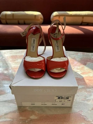 Jimmy Choo | Orange Patent Leather Heel With Ankle Strap - Image 1 of 4