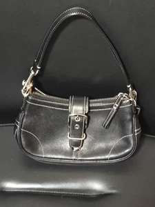 Coach Hampton Black Leather Buckle Hobo Shoulder Purse Bag “Barbie Bag” - Picture 1 of 5