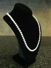 Nice 6 mm Light Ivory Glass Pearl Necklace Individually Knotted, 25? / FREE SHIP