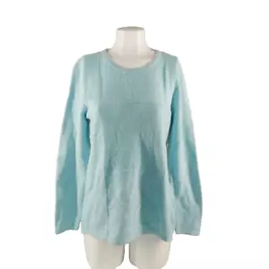 NWT KAREN SCOTT Patchwork Textured Sweater MEDIUM(8-10) Cotton Aqua Pullover - Picture 1 of 11
