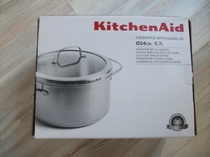KitchenAid/Edelstahl Kochgeschirr/Kochtopf mit Glasdeckel/5,7 L/24CM - Bild 1 von 1
