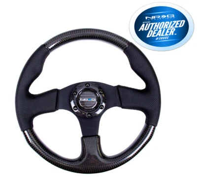 NRG VOLANTE FIBRA CARBONO CUERO NEGRO COSTURAS NEGRAS 315MM ST-310CFBS Foto 1 de 3