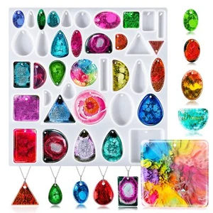 Pendant Silicone Resin Molds for DIY Jewelry Pendant Earrings Necklace Keychains - Picture 1 of 6