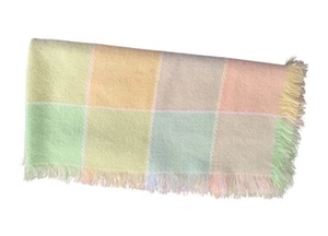 Feltman Bros Hand Loomed 41"x43” Pastel Acrylic Handwoven Baby Blanket Vintage - Picture 1 of 4