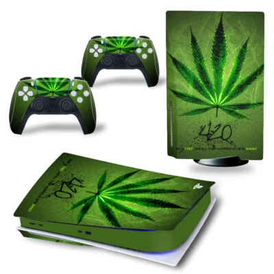 MARIJUANA Weed Design PS5 Skin Sticker + 2 Controller Decal Wrap -DISC Edition - Image 1 of 4