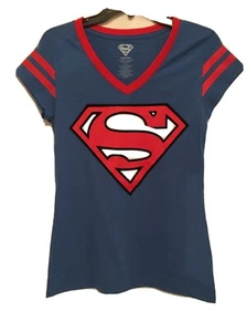 Girls Blue Superman Tshirt Junior Large 11/13 - Picture 1 of 6