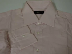 New Canali Pink Dress Shirt 16 x 36 Cotton Made in Italy Mother of Pearl Buttons - Picture 1 of 3