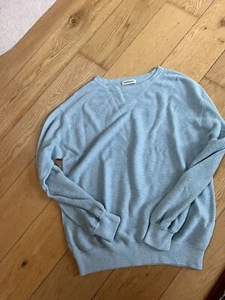 Luxury Repeat Light Green Cotton Ribbed Knit Jumper . Size m . Round Neck - Picture 1 of 9