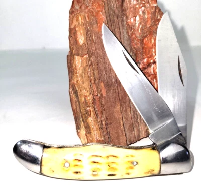 Pocket Knife 4" 2 Blades Jack Knife Bone Handle - Image 1 of 4