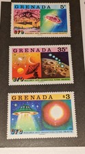 Rare 1978 Grenada UFO Research Alien Investigation Stamps Wikileaks X- Files MNH