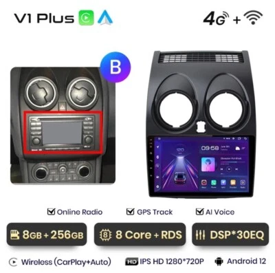 Autoradio Nissan Qashqai J10 2006-2013 8G+256GB CarPlay-AndroidAuto Wireless 4G - Immagine 1 di 4