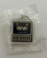 U.S. Army AirBorne Flag Military Key Chain 2 Sided 1 1/2" Plastic Key Ring