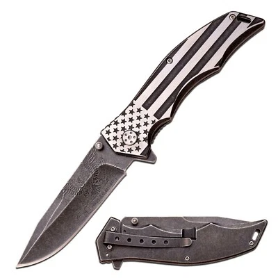 Knife MTech USA 8.75" Overall Frame lock Spring Assisted Flag Handle MX-A849AE - Image 1 of 4