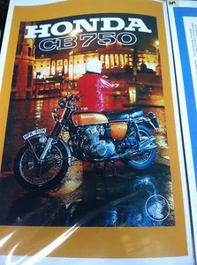 Póster de motocicleta Honda Cb750 vintage hombre cueva garaje arte motociclista - Imagen 1 de 1